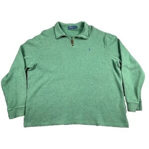 Polo Ralph Lauren Cotton 2XL Green ¼-Zip Sweater Pony Logo Classic Chic